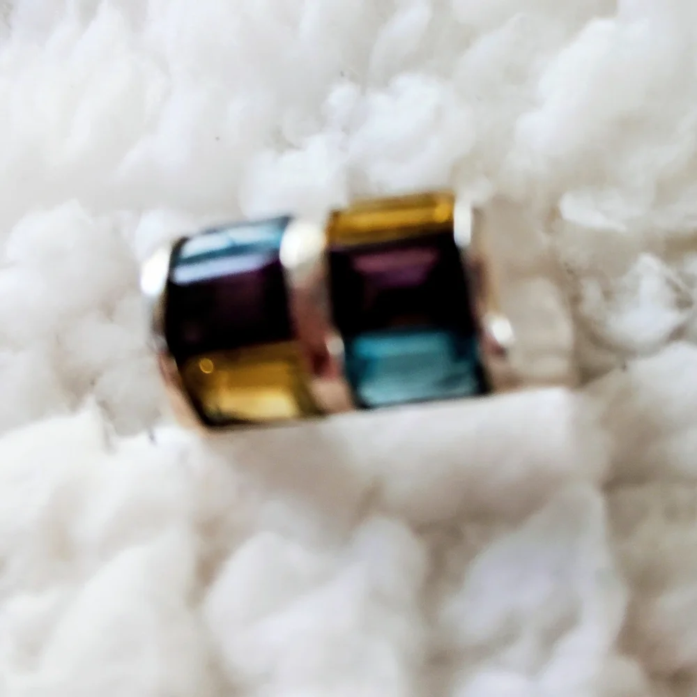 925 Sterling Ring with Amethyst Citrine And Sky Blue Topaz Gemstones